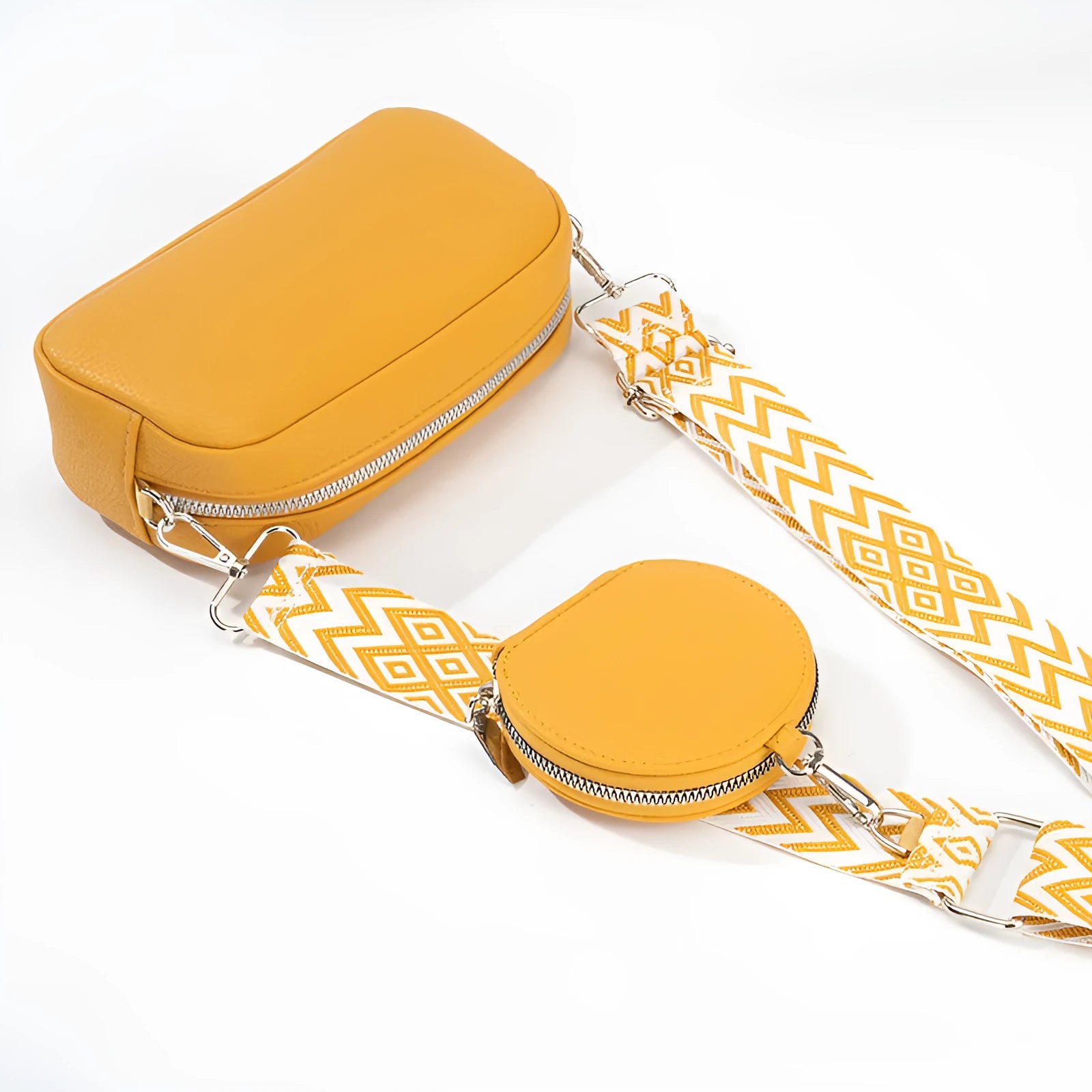 Soft PU one-shoulder crossbody bag for women in a horizontal square shape, showing colour options.