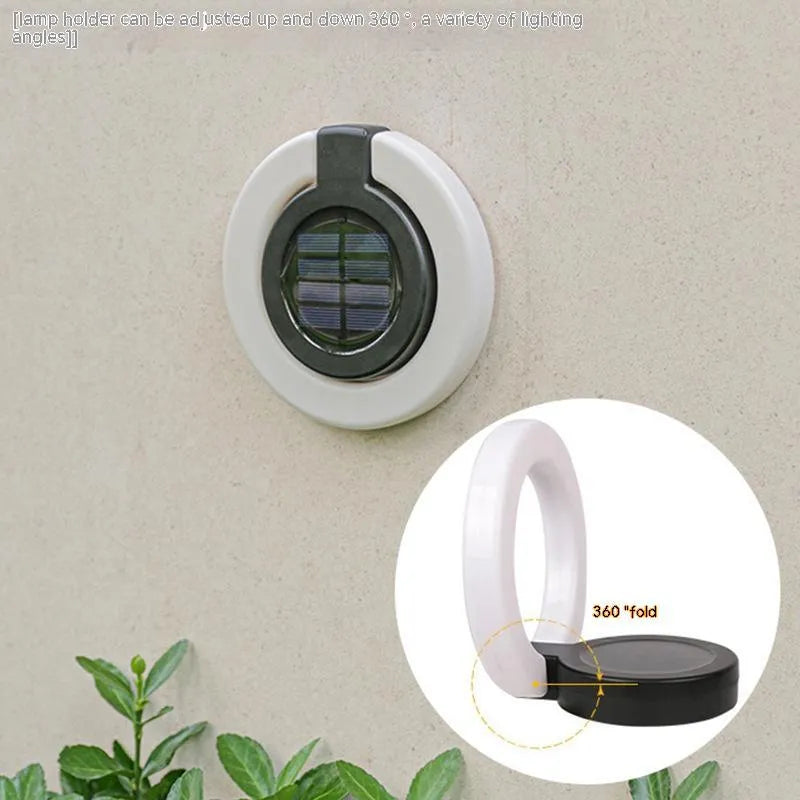 Outdoor solar underground light with folding aperture design for floor or wall installation