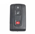 Black plastic car key shell replacement with small copper key blade measuring 70x38x20mm