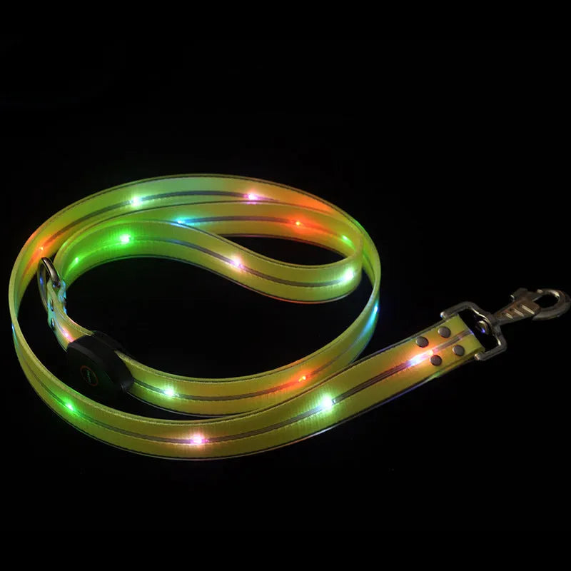 PVC dog leash with fluorescent colour options measuring 120cm length for hand holding control