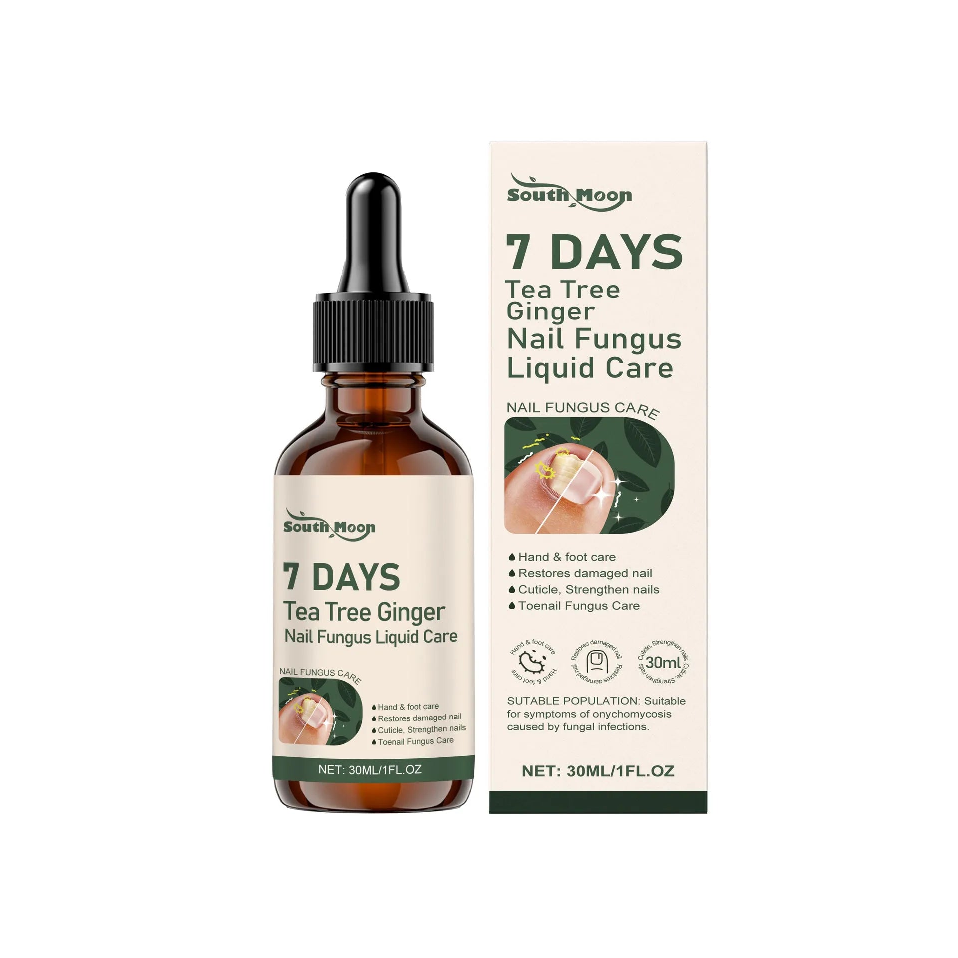 30ml bottle of nail care solution with brightening and nourishing formula