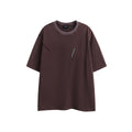 Men's purple embroidered retro design loose fit short-sleeved cotton T-shirt