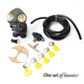 Turbo car decompress ornament doll kit with pressure valve, copper tube, and clips on a white background.