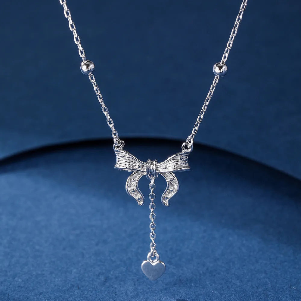 S925 silver butterfly heart clavicle chain necklace with adjustable 40cm-45cm chain