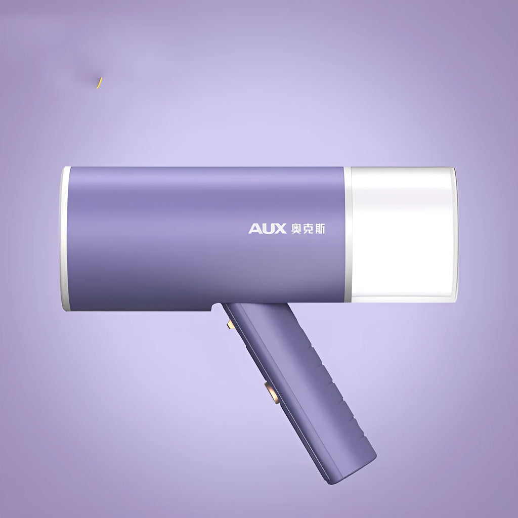Portable handheld garment steamer in foldable design with purple colour option