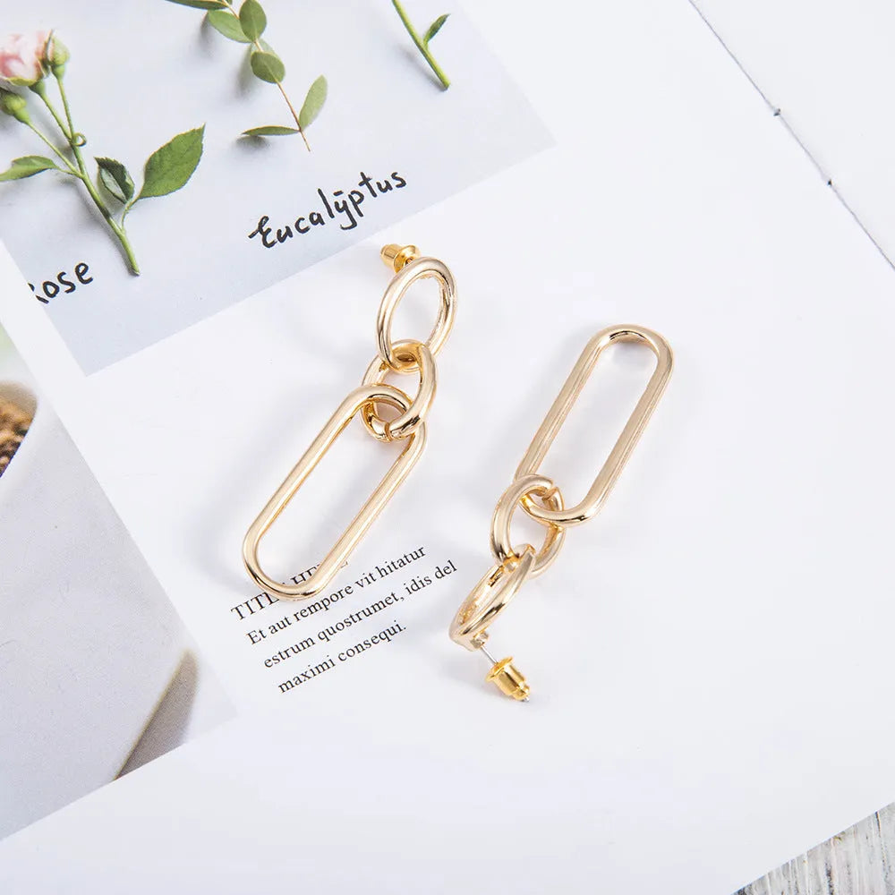 Geometric sterling silver needle colour hoop earrings with ring and line design on alloy base