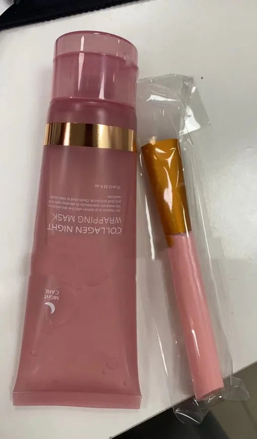 75ml collagen night face mask with application brush for overnight skin firming and hydration
