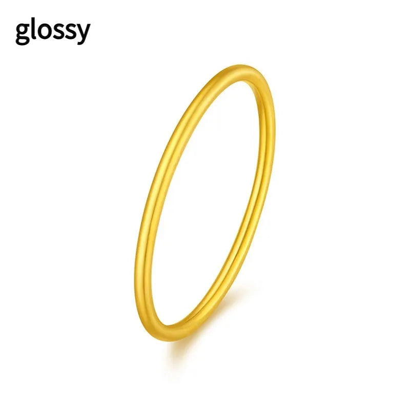 Brass gold plated women's ring shown in twist, glossy, and matte simple bracelet styles.
