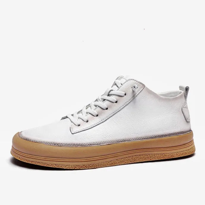 Men's black casual leather shoes with round toe and lace-up front on a white background.