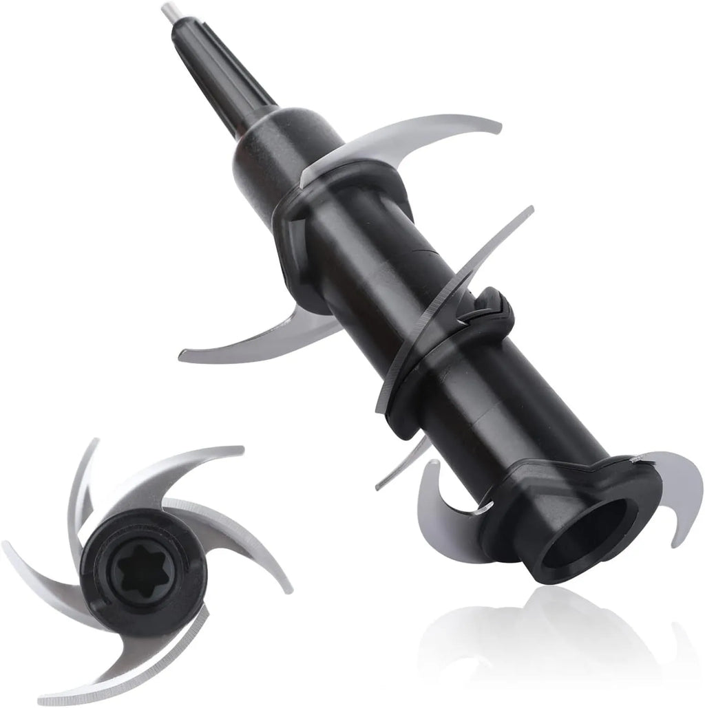 Stainless steel six-stack blade set and knife seat accessory for juicer and blender replacement.