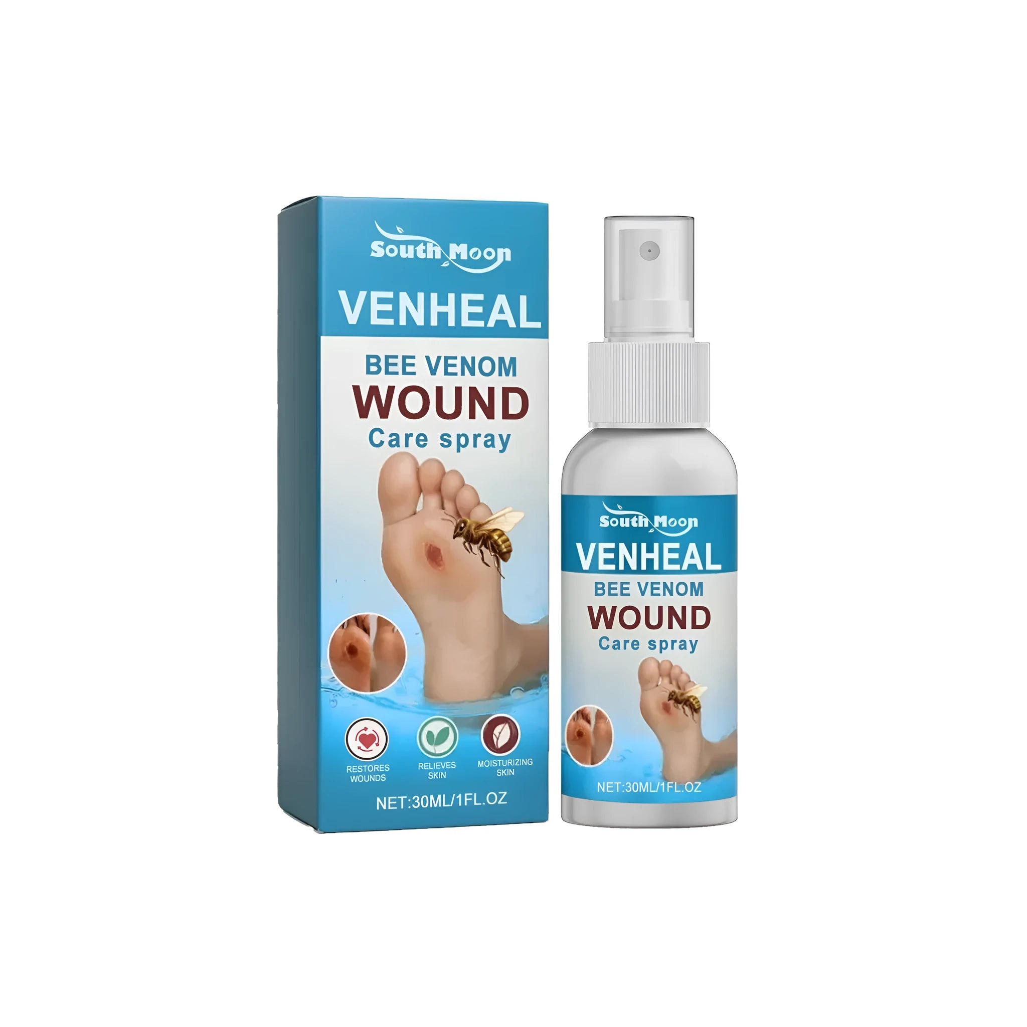 30ml diabetes wound spray bottle with bee venom and silver chloride ingredients