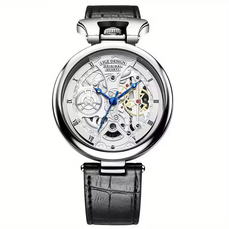 Men's casual waterproof wrist watch 13mm zinc alloy case belt strap stainless steel buckle