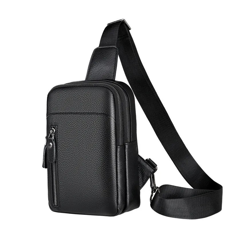 Men's genuine leather crossbody shoulder bag in urban simplicity style