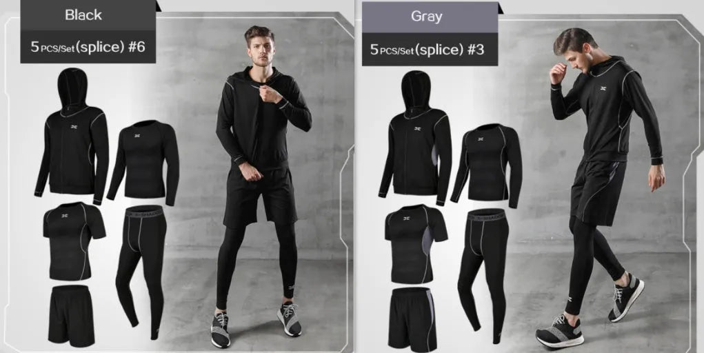 Men's polyester sports suit two-piece set in black – tops and trousers coordinated tracksuit