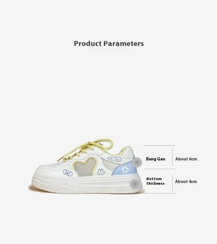 Meow Rabbit Sea Salt Cheese mesh sneakers with cross straps and thick rubber sole