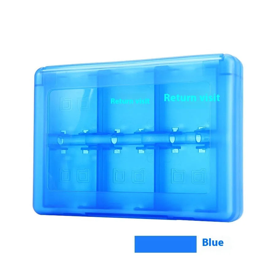 Black NDS 3DS 28-game card storage box made of PP plastic, showing its size and card slots.