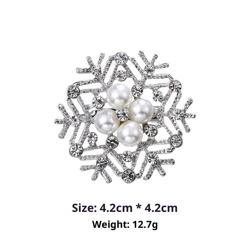 Minimalist pearl floral brooch with diamond inlay on alloy base, sweet and cool style for women
