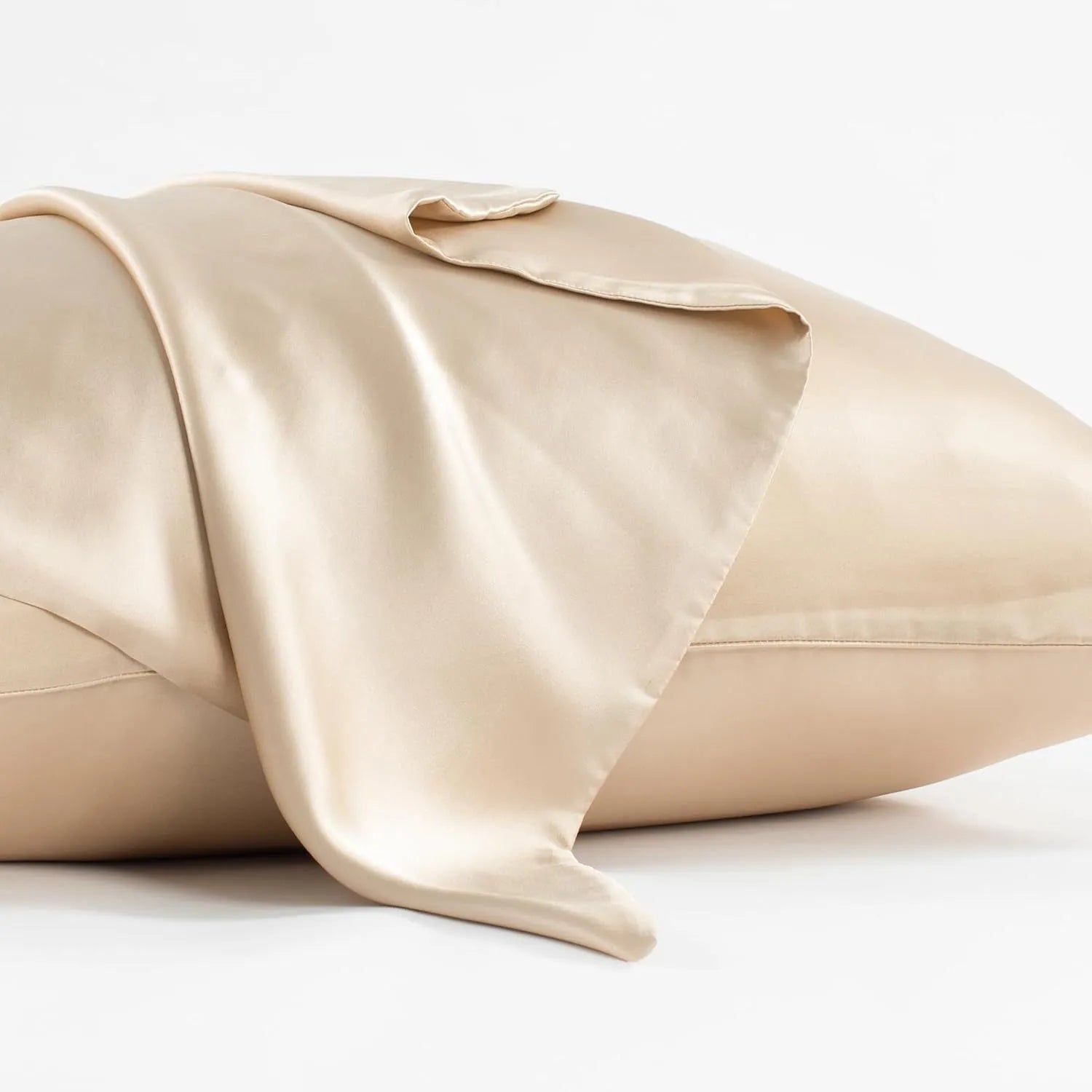 Dark grey mulberry silk envelope pillowcase showing plain weave texture and overlap closure
