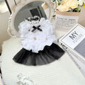 White polyester gauze skirt for small dog on a white background, showing gathered princess-style design.