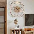35cm square transparent wooden frame wall clock with modern design showing framed and frameless options