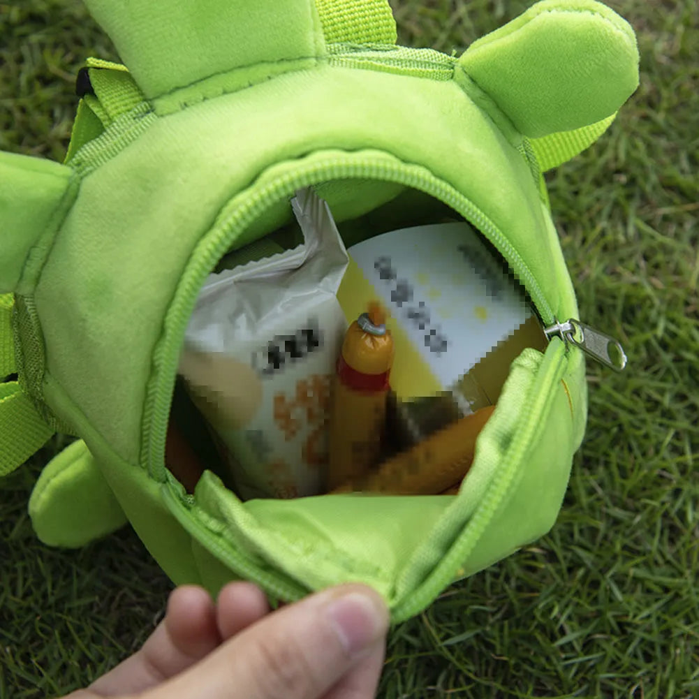 Turtle-shaped velvet pet backpack harness for small dogs and cats with metal zipper closure