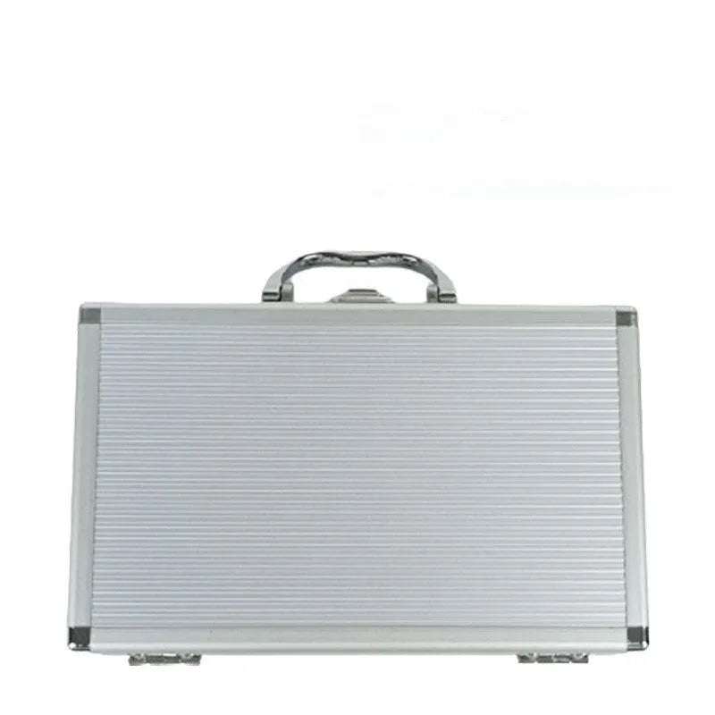 Silver aluminium alloy toolbox with lockable lid, 40x25x15cm