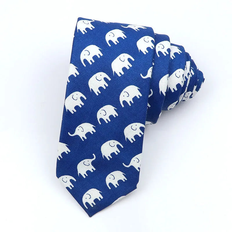 Men's narrow cotton bow tie with printed cartoon patterns in Korean casual style
