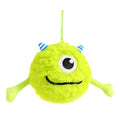 Green interactive dog toy ball with sound activation for teething and chewing