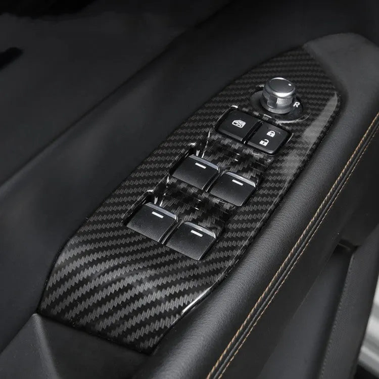 Pair of ABS carbon fibre steering wheel frames with adhesive backing for non-destructive installation