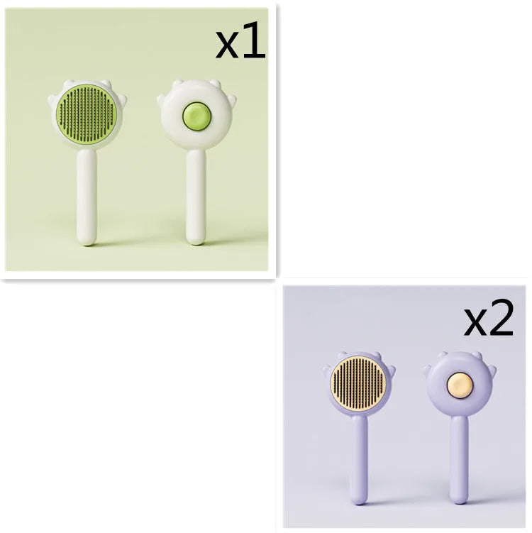 Green pet grooming comb with stainless steel teeth and ABS handle for cats and dogs