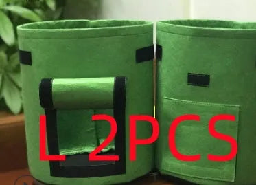 Non-woven breathable potato plant growth bag with side window and double handles in black colour