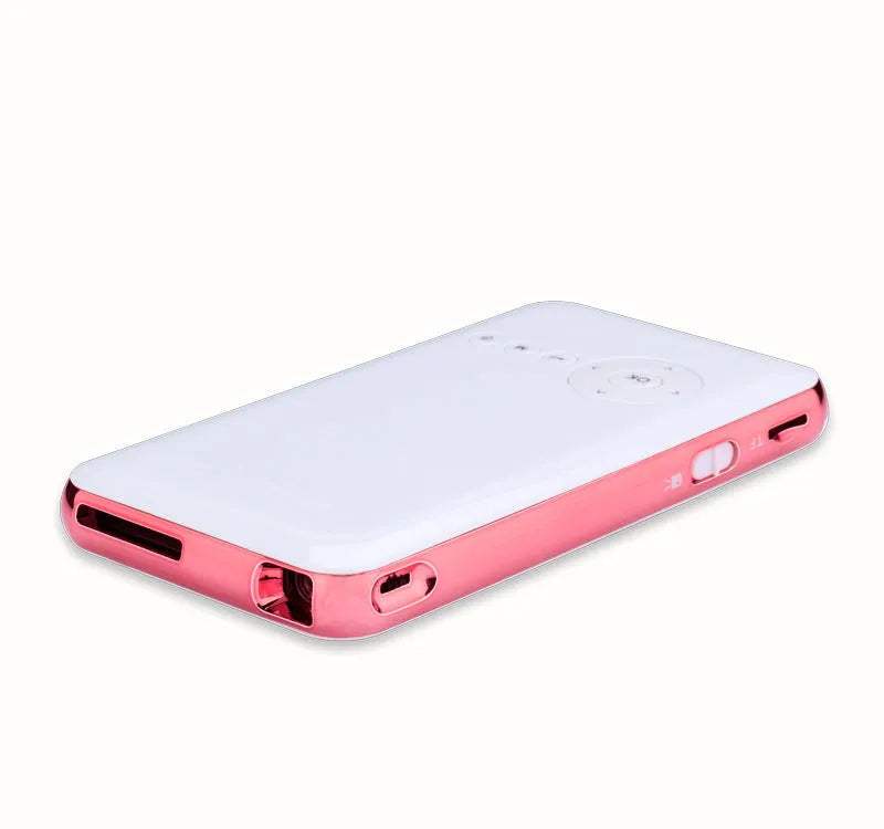 White or rose gold miniature portable Android DLP projector with 32GB memory and 1080p output