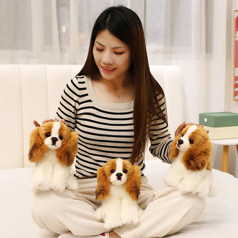Beagle plush toy simulation dog doll 20cm yellow and white soft stuffed animal