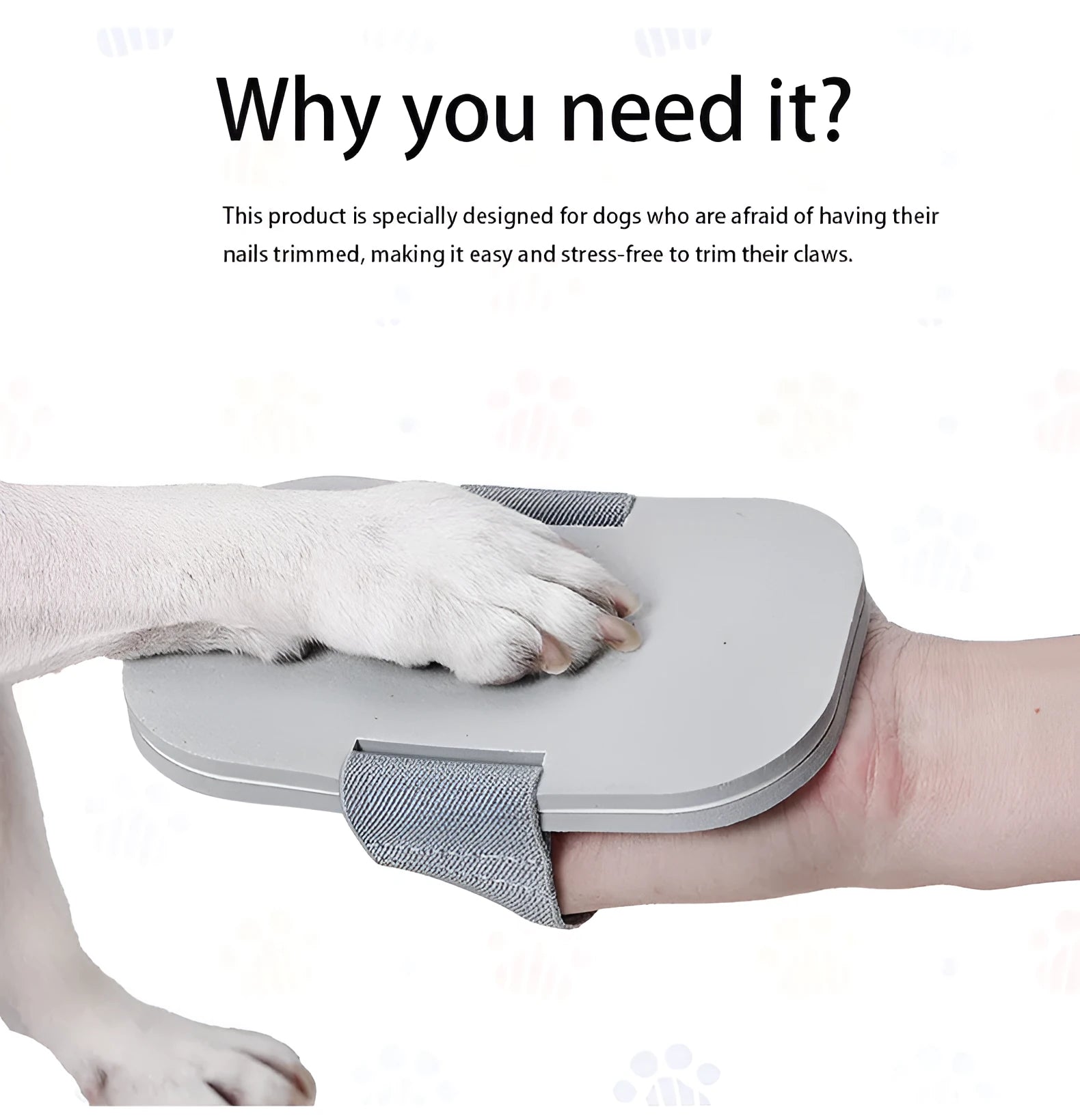 Grey detachable pet nail file grinder with four grooming boards and a soft EVA foam base.