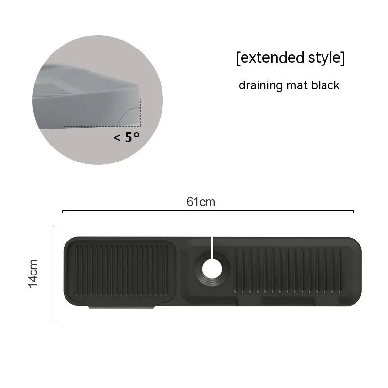 Silicone faucet splash guard pad with sloped drainage design in various colours