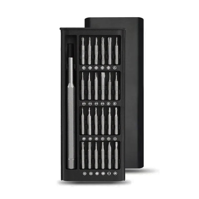 24-in-1 precision magnetic screwdriver set with aluminium and plastic handles for electronics repair.