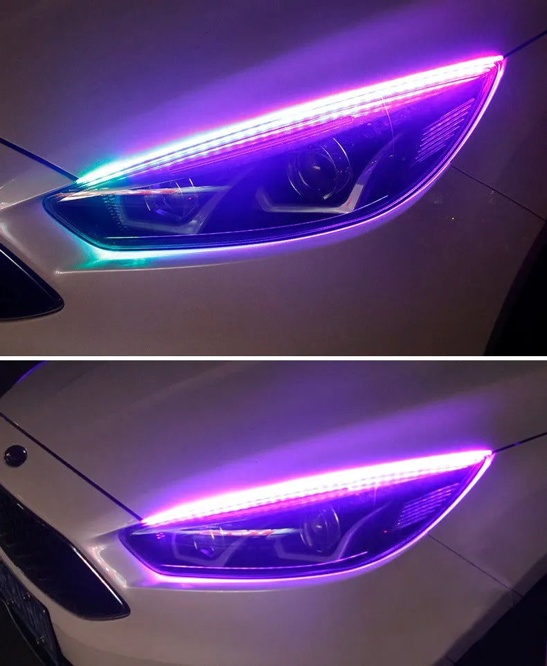 Universal RGB LED car headlights with remote control in 30cm, 45cm, and 60cm sizes for GM vehicles.