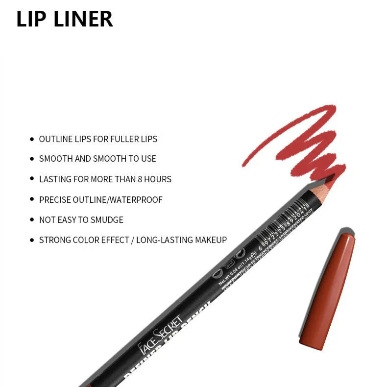 Matte finish lip liner wood pencil in nude shades for long-lasting, waterproof wear.