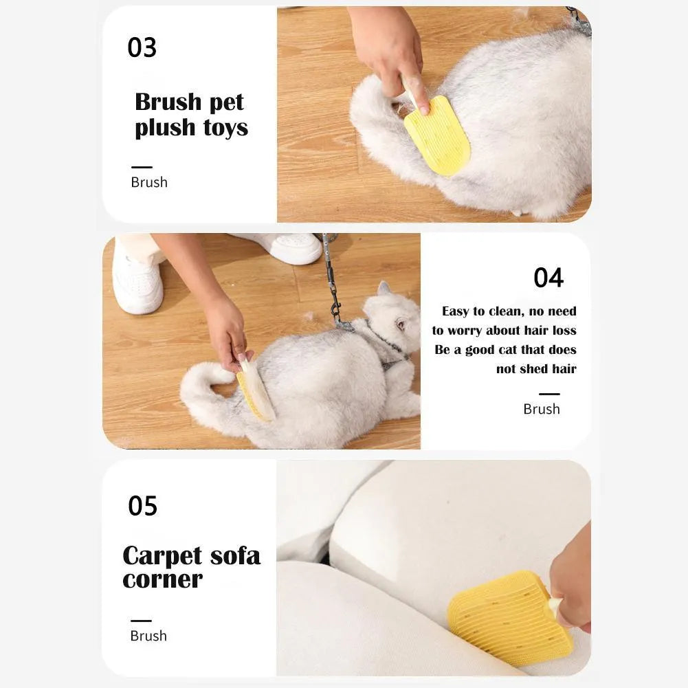 Blue foldable pet grooming brush with silicone bristles for cats and dogs