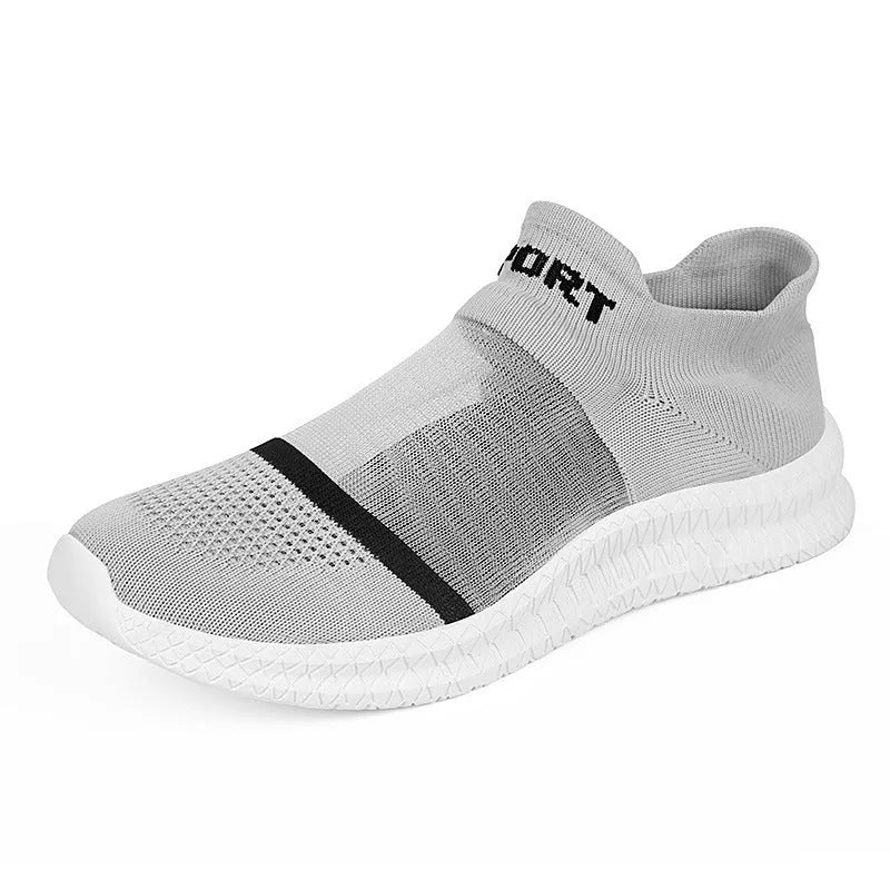 Breathable Flyknit running sock shoes in khaki colour with lace closure and MD sole