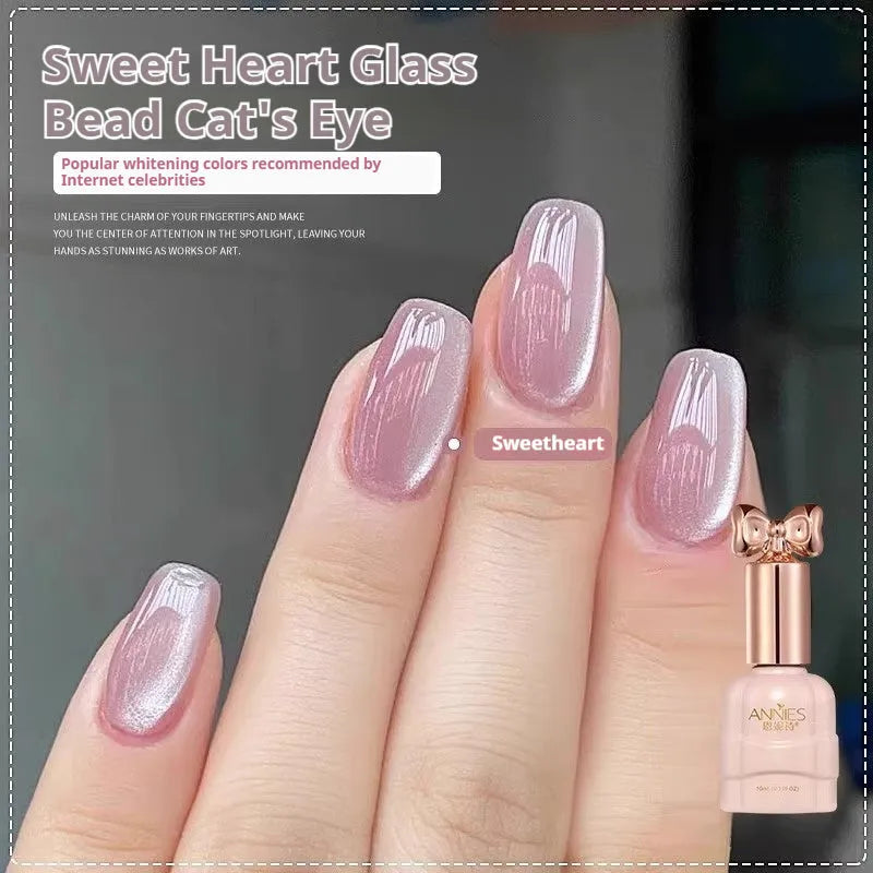 Bottle of micro glass bead cat's eye gel nail polish showing textured finish