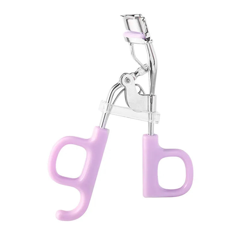 Lightweight eyelash curler with scissor handle in pink or purple colour options