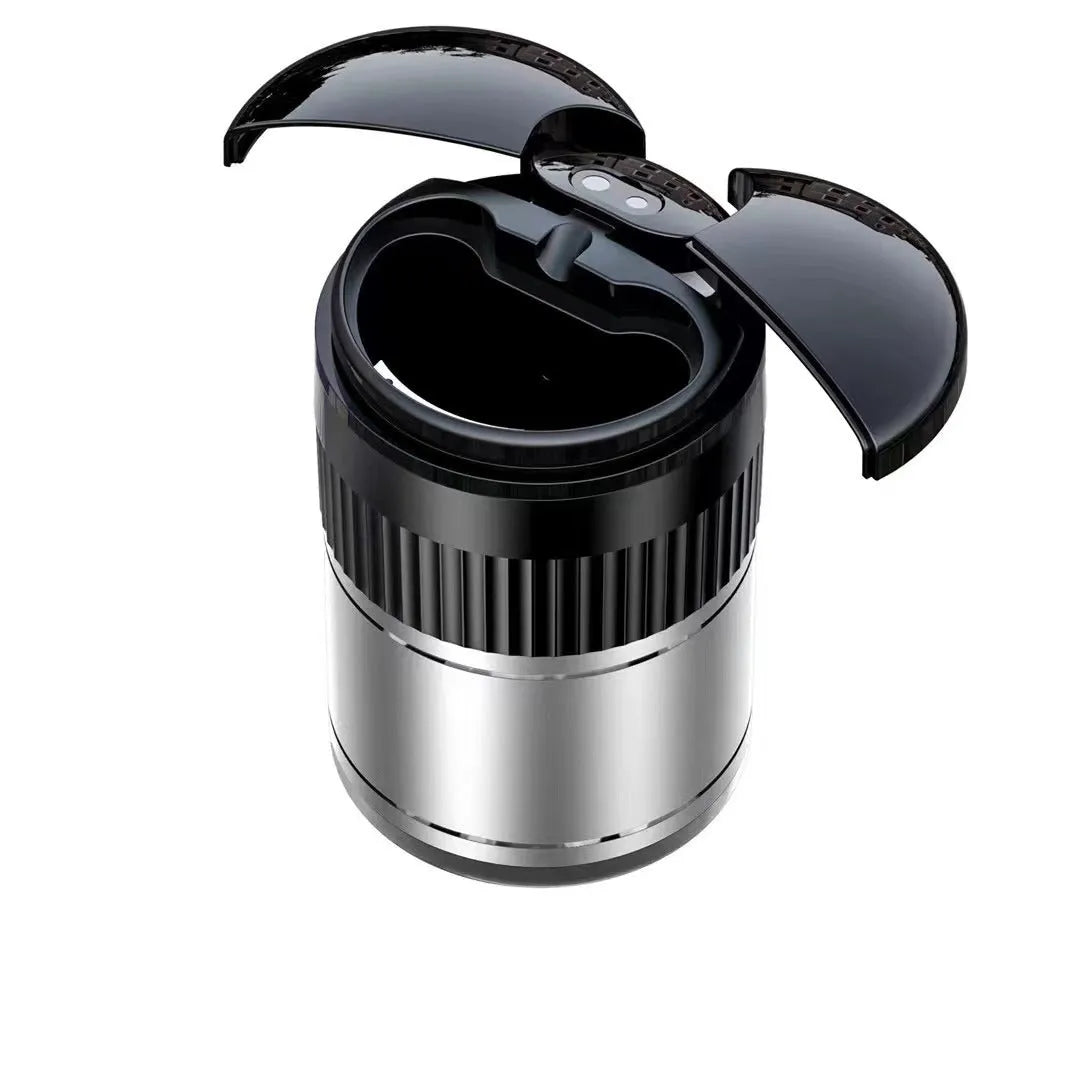 Car automatic sensing metal smart ashtray with lid in black colour