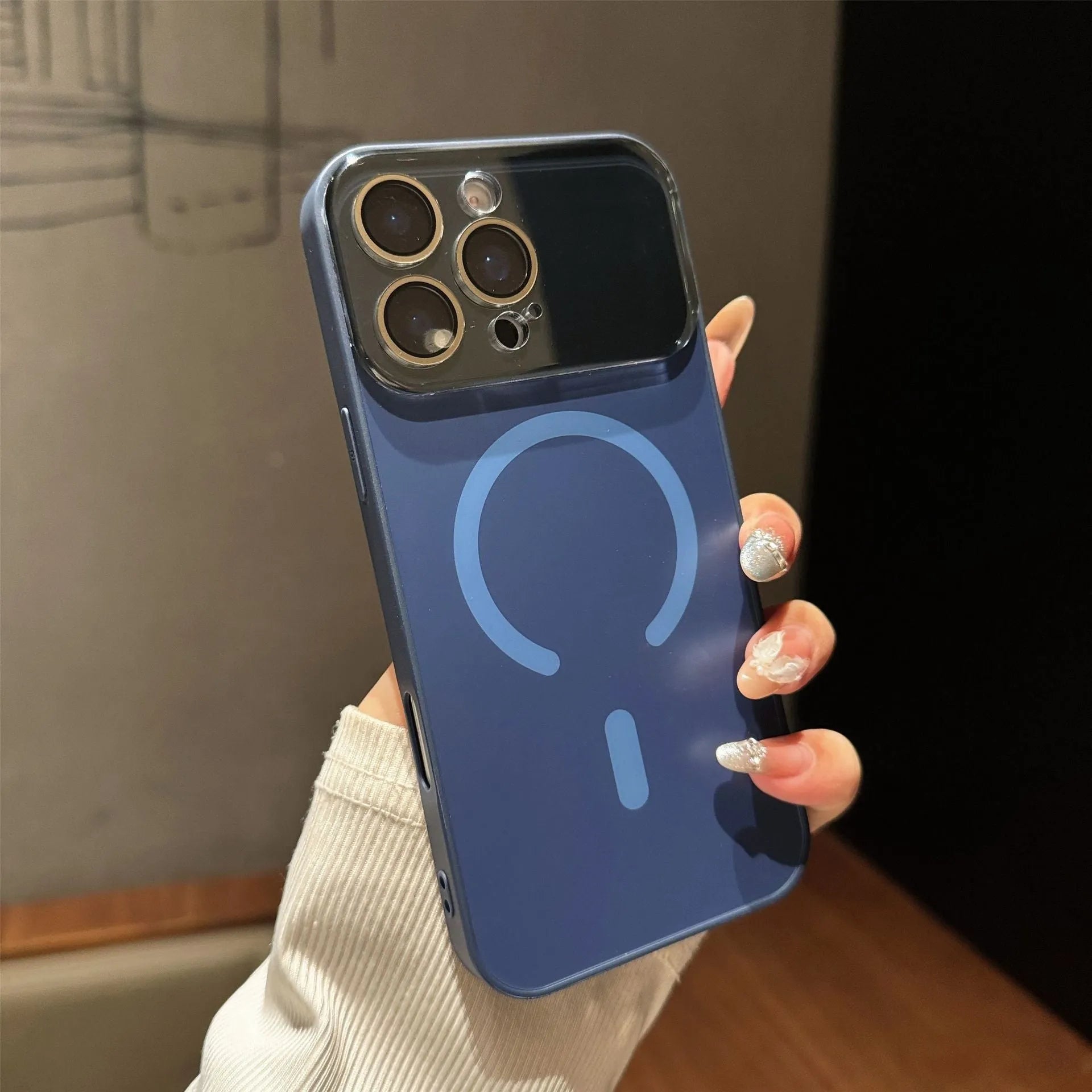 Frosted magnetic phone case with large window, shockproof, for iPhone 11-17 series, available in five colours