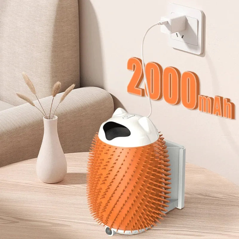 Salmon pink intelligent sensor pet hair brush with automatic massager functions for cats