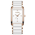 Fashion ceramic stainless steel couple quartz watch in rose gold black with antique style