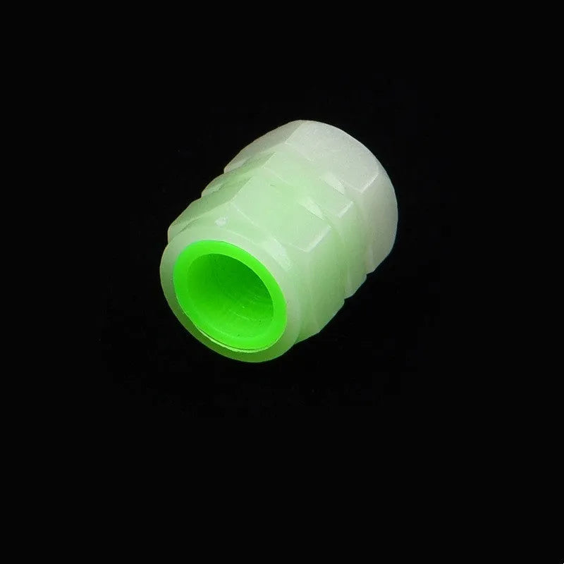 Car luminous rubber valve caps showing 16mm diameter and luminous properties