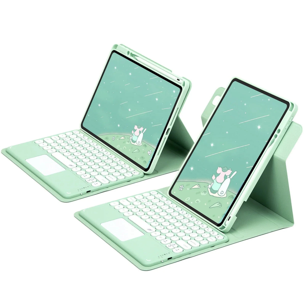 Acrylic rotating protective sleeve with pen slot for iPad keyboard case in black
