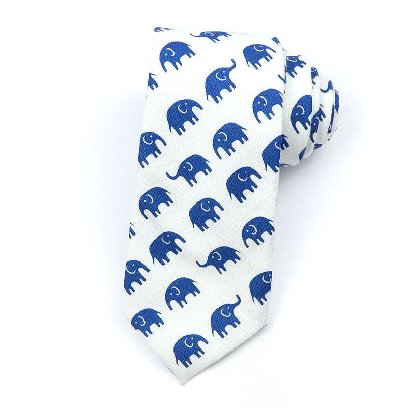 Men's narrow cotton bow tie with printed cartoon patterns in Korean casual style