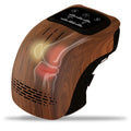 White rechargeable electric knee massager with infrared laser and heating for pain relief.